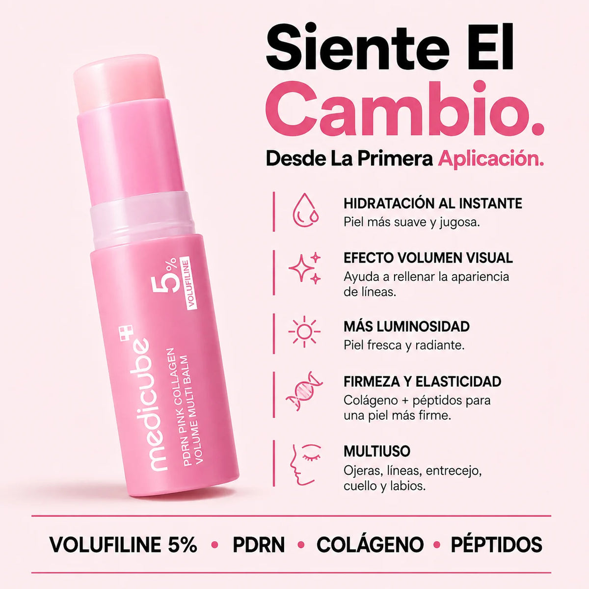 Siente el cambio desde la primera aplicación: hidratación, volumen, luminosidad y firmeza